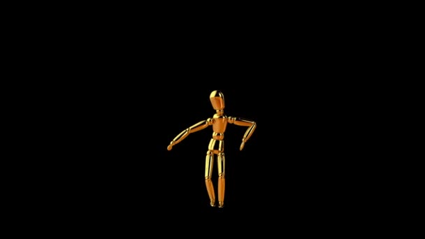 Αστεία Χρυσή Κούκλα Κάνει Ένα Χορό Βήμα Swing Αδιάλειπτη Βρόχο — Αρχείο Βίντεο