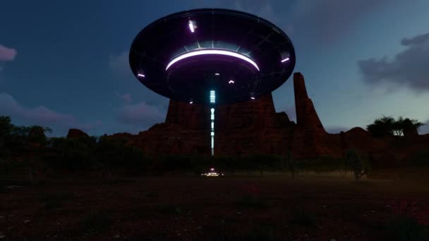 Видобуток Cgi Ufo Пустельній Місцевості Timelapse — стокове відео