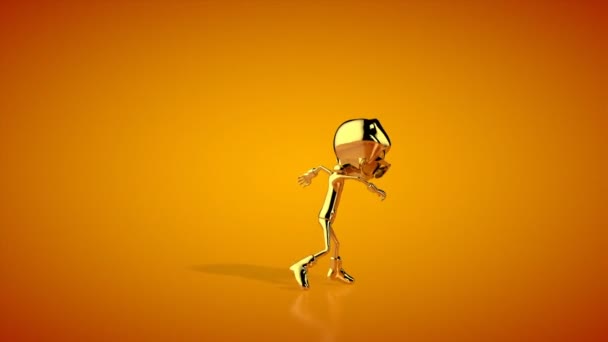 Золотой Мальчик Заканчивающий Танец Хип Хопа Оранжевая Студия — стоковое видео