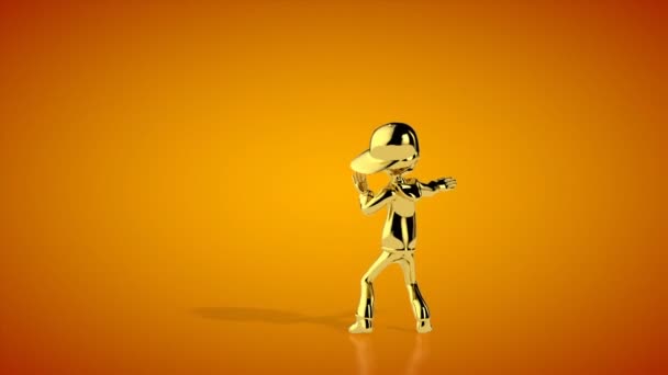 Golden Boy Dancing Seamless Loop Orange Studio Luma Matte Attached — Stock Video