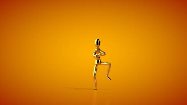 Αστεία Χρυσή Μανεκέν Gangnam Στυλ Χορό Αδιάλειπτη Βρόχο Πορτοκαλί Στούντιο — Αρχείο Βίντεο
