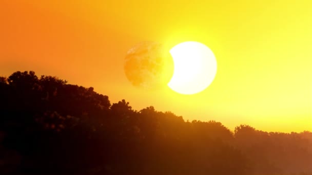日食的美丽景色 时间的缩放 — 图库视频影像