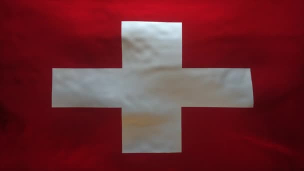 瑞士国旗被撕破 以揭示Coronavirus Covid Alpha频道的精确模型 — 图库视频影像