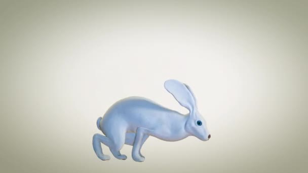 Blue Eyes White Rabbit Running Easter Egg Hunting Loop — Stock Video