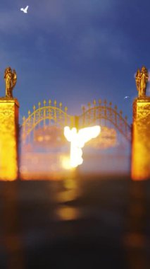 Cennetin altın kapıları parlayan meleklere ve uçan beyaz güvercinlere açılıyor.