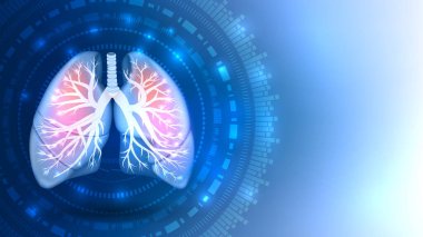 Lungs anatomy structure and health care concept abstract blue background clipart