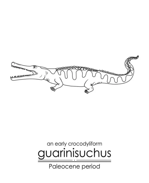 Een Vroege Crocodyliforme Guarinisuchus Uit Paleoceen Periode Paleoceen Periode Volgde — Stockvector