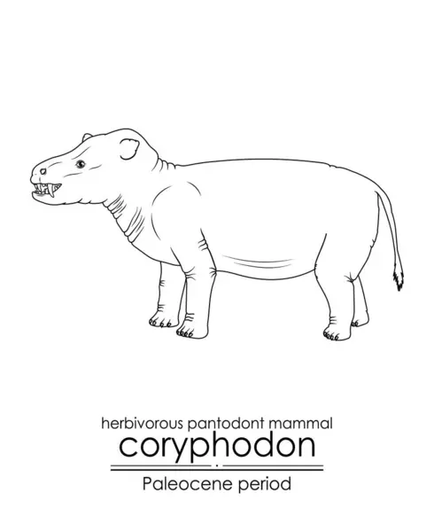 선사시대의 초식동물 판토돈 포유류 코리포돈 Coryphodon 고생대의 생물이다 팔레오세 기간은 — 스톡 벡터