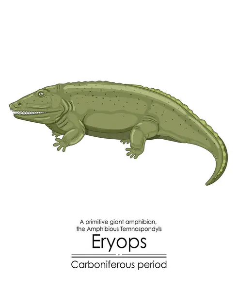 Eryops Amphibien Géant Primitif Éteint Période Carbonifère Illustration Colorée Sur — Image vectorielle