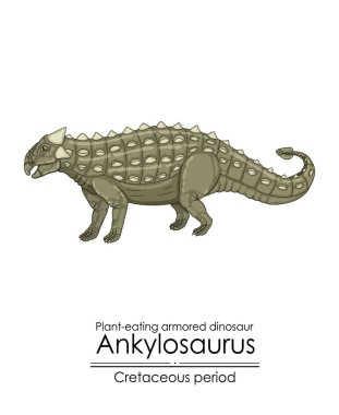 Ankylosaurus, bir Kretase dönemi bitki yiyen zırhlı dinozor..