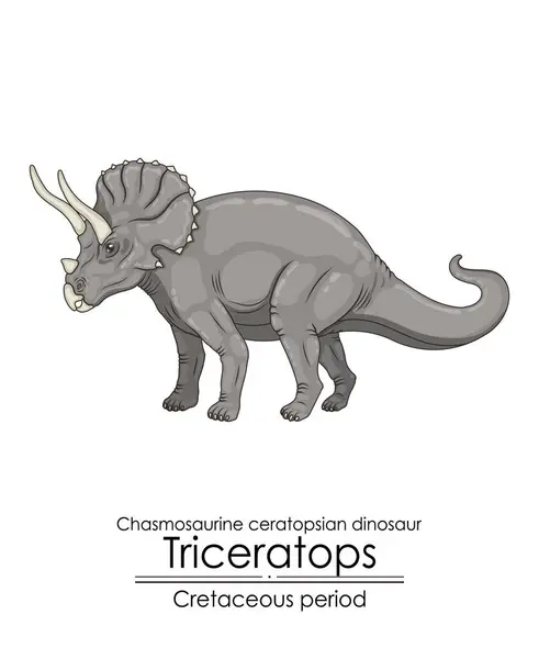 Трицератопс Великий Рослинний Динозавр Крейдяного Періоду — стоковий вектор