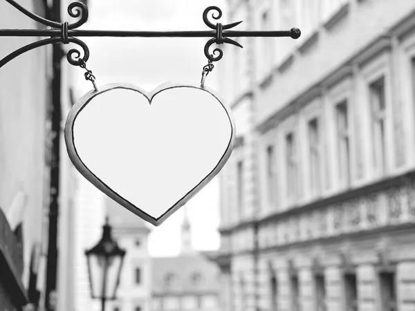 Heart Black White Blank Empty Heart Shape Hanged Street Blurred Royalty Free Stock Photos