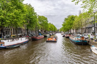 Canal in the city of Amsterdam, cityscape