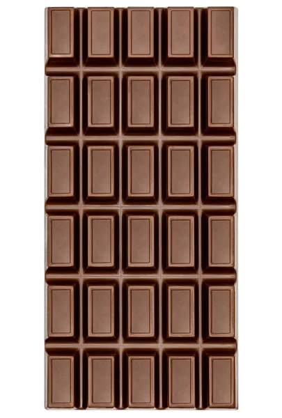 Barra Chocolate Escuro Como Fundo Isolado Fundo Branco Com Caminhos — Fotografia de Stock