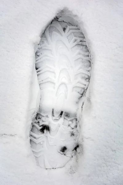 Rastro Una Bota Superficie Nieve —  Fotos de Stock