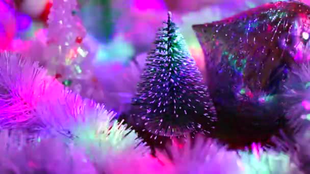 Zabawkowa Choinka Nowy Rok Dekoracji Ferie Zimowe Świąteczny Nastrój Światła — Wideo stockowe