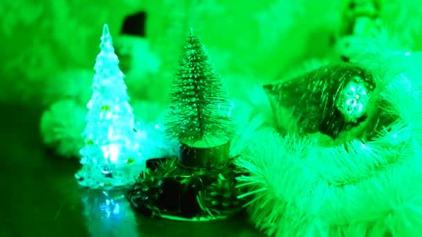 Zabawkowa Choinka Nowy Rok Dekoracji Ferie Zimowe Świąteczny Nastrój Światła — Wideo stockowe