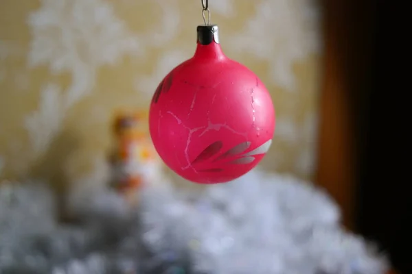 Vintage Kerstspeelgoed Kerstballen Vakantie Decoraties Glazen Speelgoed Zeer Oude Kerstversiering — Stockfoto