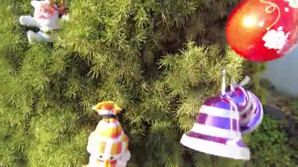 Игрушечный Снеговик Снеговик Дереве Новый Год Рождественская Елка Винтажные Рождественские — стоковое видео