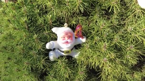 Zabawkowy Święty Mikołaj Święty Mikołaj Drzewie Nowy Rok Niezwykły Święty — Wideo stockowe