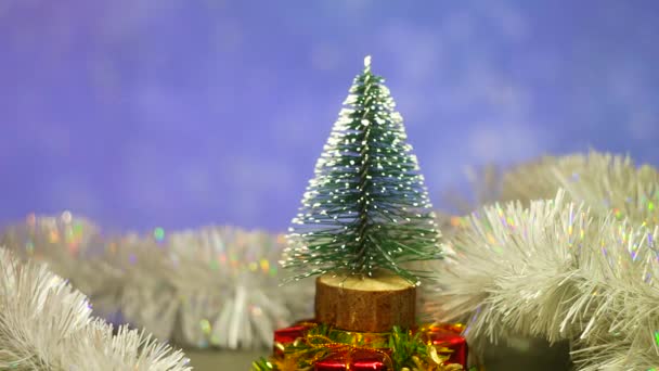 Toy Tree Christmas Tree Beautiful Green Christmas Tree Decorated Balls — Stock Video