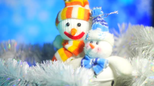 Іграшка Сніговика Різдвяний Сніговик Щаслива Родина Сніговиків Снігу Сніговик Різдвяний — стокове відео