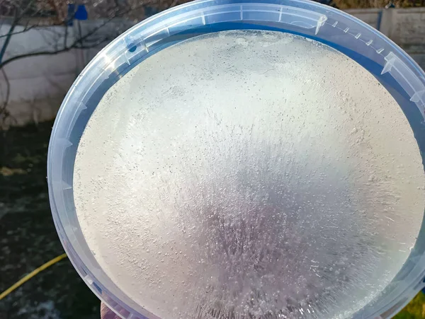 Textura Gelo Água Congelada Bolhas Água Congelado Água Cristais Gelo — Fotografia de Stock