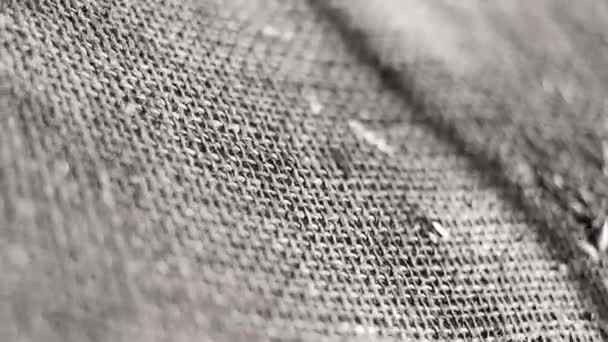 Textur Aus Nächster Nähe Sacktuch Stoffhintergrund Monochrome Textur Gewebte Fäden — Stockvideo