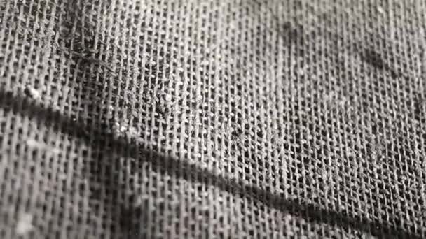 Fabric Texture Close Sackcloth Fabric Background Monochrome Texture Woven Threads — Vídeo de stock