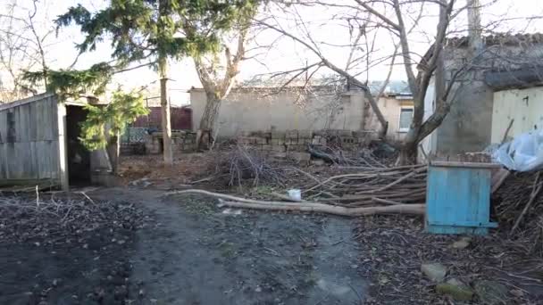 Abandoned House Ukraine Rubbish Yard Destroyed House Construction Dump Construction — Vídeos de Stock