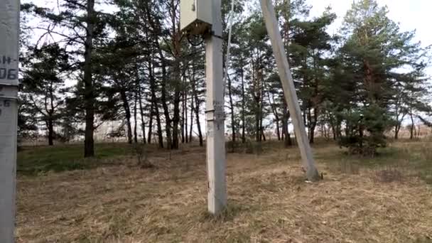 電柱だ 電気変圧器 ウクライナのエネルギーシステム ウクライナの風景 ウクライナ — ストック動画
