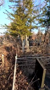 Ukrina. January 11, 2023. Old cemetery. Abandoned graves. Broken headstones. Fresh graves. footage in high quality. 4k video