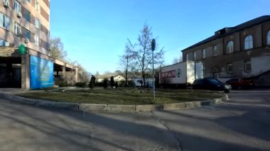 Ukraine. 2023 January 12th. city streets.old soviet houses. people on the streets. city life. 4k video