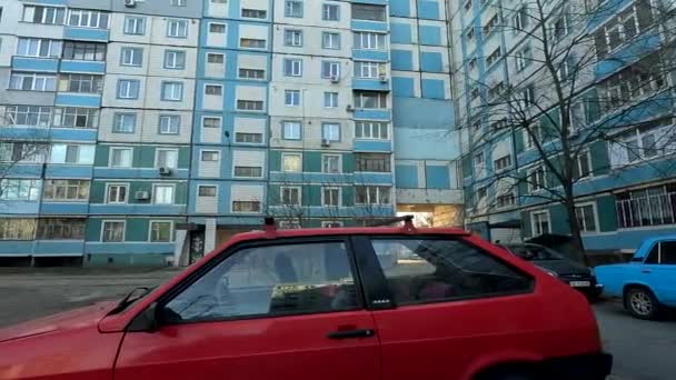 Ukraine 2023 January 12Th City Streets Old Soviet Houses People — Vídeo de stock