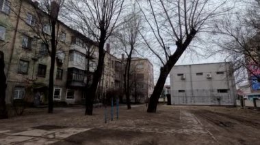 the city of Dnipro. Dnepropetrovsk region. Ukraine. January 13, 2023. Soviet houses. multi-story houses. old dirty houses. destroyed apartment building.