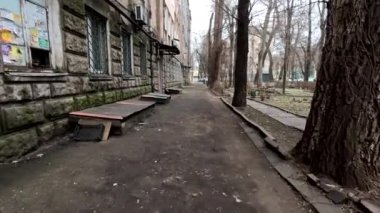 the city of Dnipro. Dnepropetrovsk region. Ukraine. January 13, 2023. Soviet houses. multi-story houses. old dirty houses. destroyed apartment building.