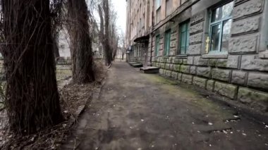 the city of Dnipro. Dnepropetrovsk region. Ukraine. January 13, 2023. Soviet houses. multi-story houses. old dirty houses. destroyed apartment building.