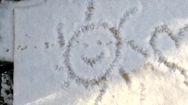 Drawing Snow Man Draw Snow Child Drawing Heart Shape Snow — Αρχείο Βίντεο