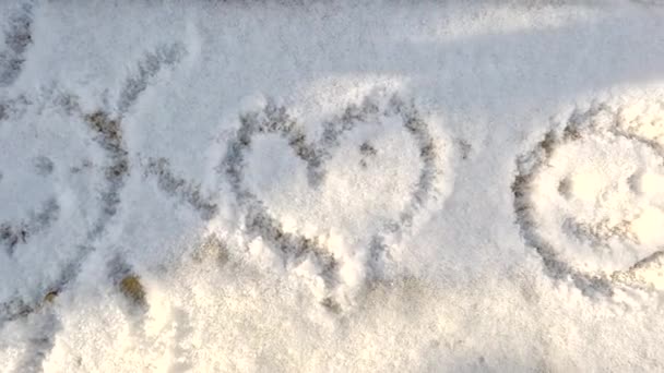 Drawing Snow Man Draw Snow Child Drawing Heart Shape Snow — Stock Video