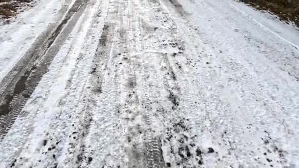 Slippery Road Winter Asphalt Holes Road Bad Asphalt — ストック動画
