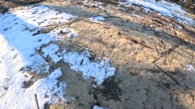 snow on white sand. sand and snow.
