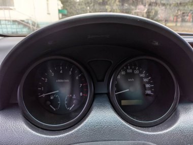 analog dashboard car. round analog speedometer. instrument arrows.