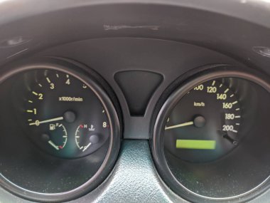 analog dashboard car. round analog speedometer. instrument arrows.