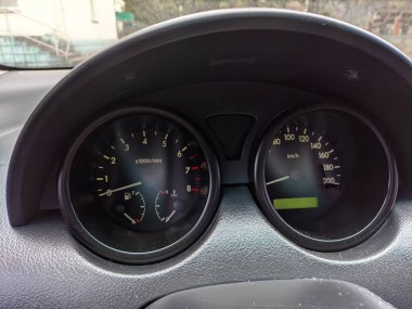 analog dashboard car. round analog speedometer. instrument arrows.