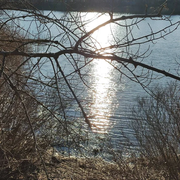 Сонячна Стежка Воді Відбиває Сонце Воді Маленькі Хвилі Річці Чиста — стокове фото