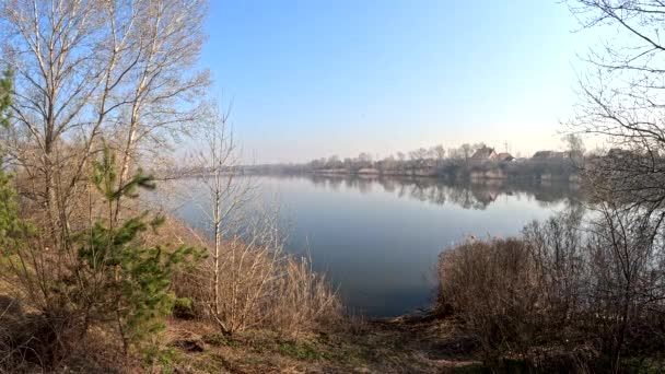 Peisaj Natural Malul Râului Dimineaţa Râu Peisaj Ucrainean Râul Dnepr — Videoclip de stoc