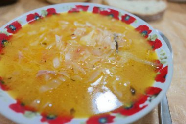 Ev yapımı pancar çorbası. Ukrayna Borsch 'u. Ev yapımı çorba. lahana çorbası. kırmızı ev yapımı çorba..