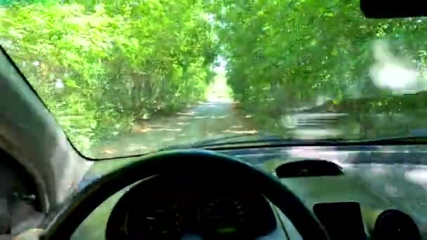Driving Car Bad Road Travel Car View Driver Point View — Stock Video