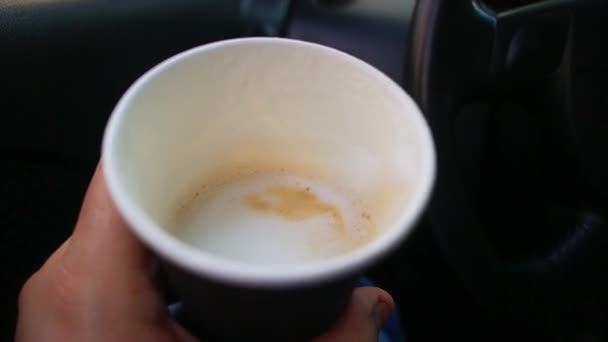 Arabada Kahve Var Kağıt Bardakta Kapuçino Kâğıt Bardakta Kahve Latte — Stok video