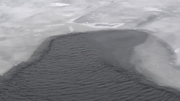Eisstruktur Eiszapfen Winter Winterwetter Stelzenläufer Und Schnee Risse Eis Gefrorenes — Stockvideo